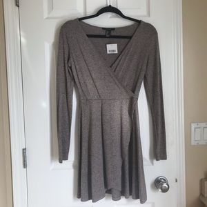 F21 cocoa brown marled wrap dress
